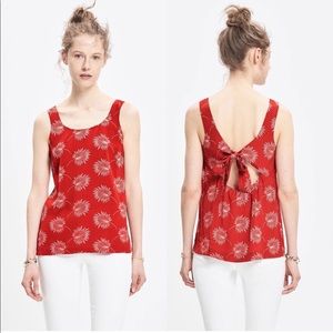 Madewell • Silk Lookout Bow Back Tank • Red